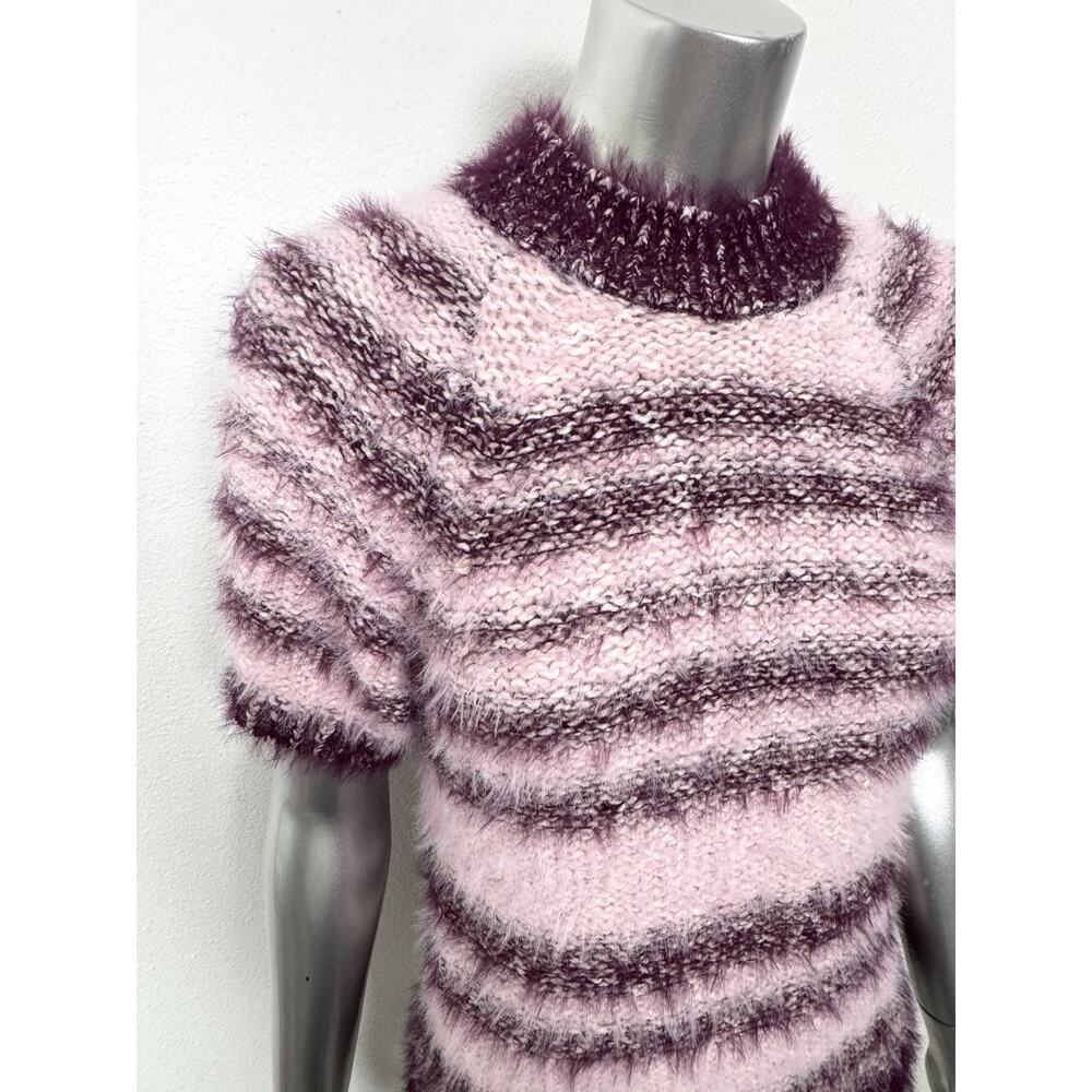 Pilcro Baby Sweater Short Sleeve Pink Striped Fuzzy Cozy M - Picture 5 of 12